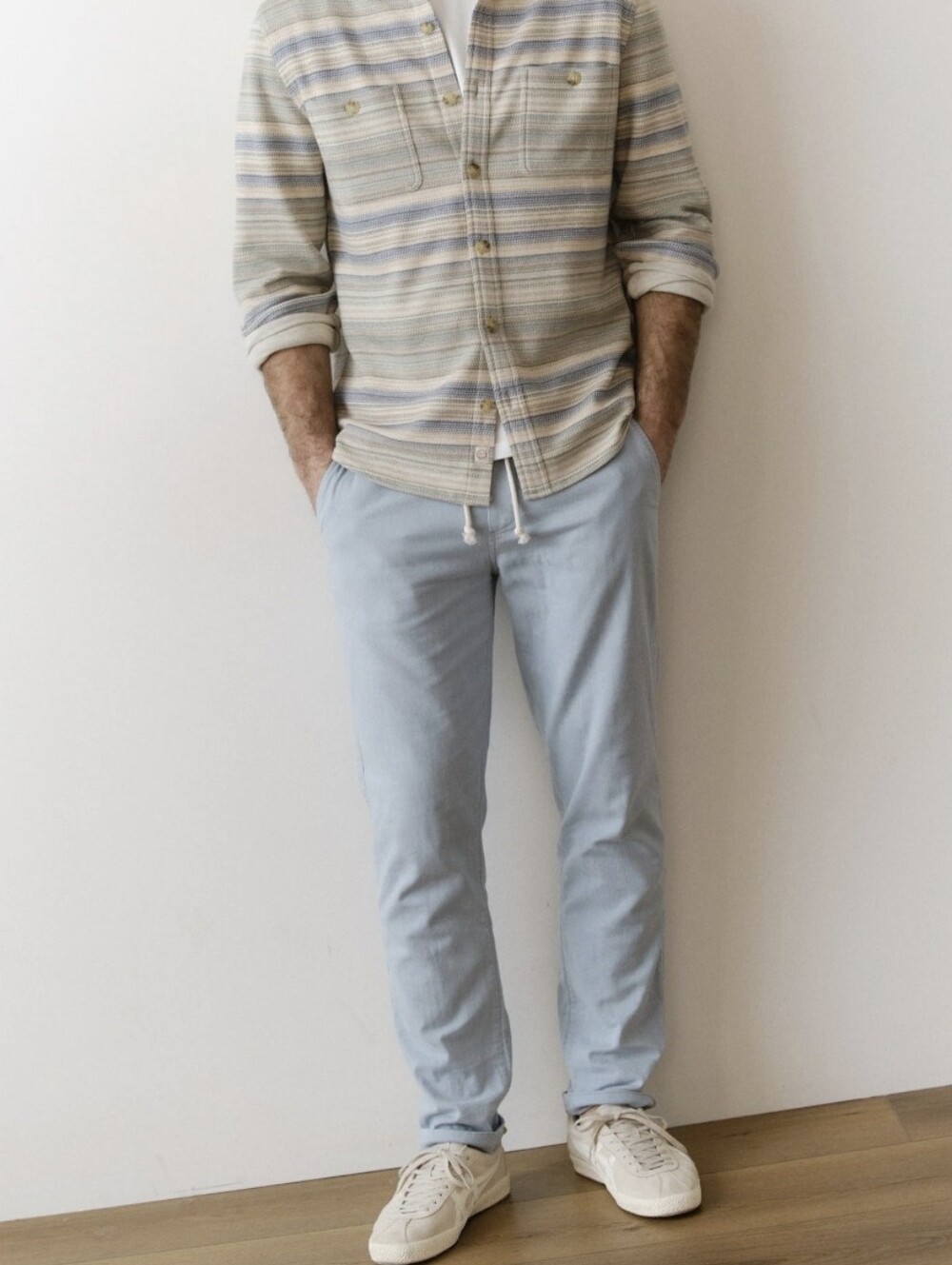 NWT Marine Layer Saturday Beach Pant Slim Straight Light Gray Elastic Waist Sz M